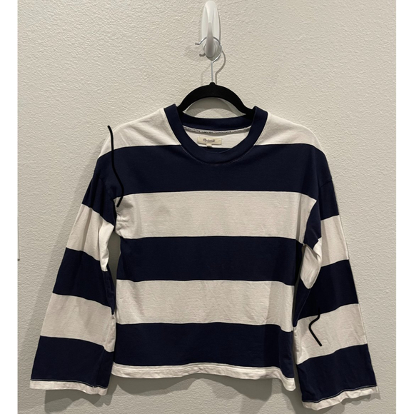 MADEWELL Striped Antique White Navy Blouse - Picture 2 of 5